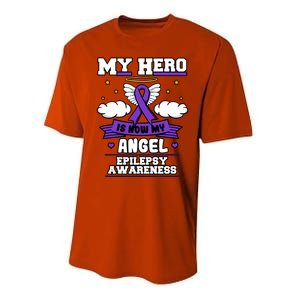 My Hero Is Now My Angel Epilepsy Purple Ribbon Epileptic Meaningful Gift Performance Sprint T-Shirt