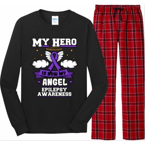 My Hero Is Now My Angel Epilepsy Purple Ribbon Epileptic Meaningful Gift Long Sleeve Pajama Set