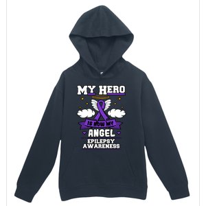 My Hero Is Now My Angel Epilepsy Purple Ribbon Epileptic Meaningful Gift Urban Pullover Hoodie