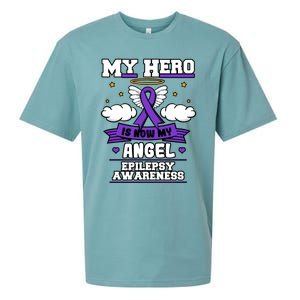 My Hero Is Now My Angel Epilepsy Purple Ribbon Epileptic Meaningful Gift Sueded Cloud Jersey T-Shirt