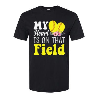 My Heart Is On That Field Baseball Tee Softball Mom Gifts Softstyle® CVC T-Shirt