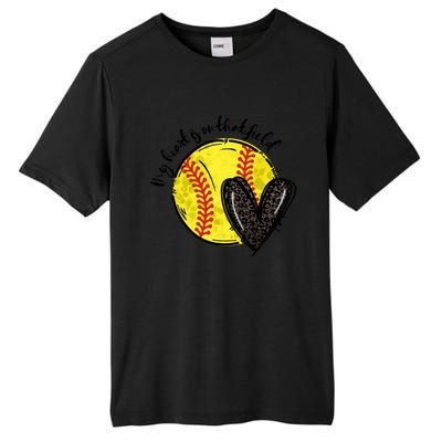 My Heart Is On That Field Softball Game Day Vibes Softball Gift Tall Fusion ChromaSoft Performance T-Shirt