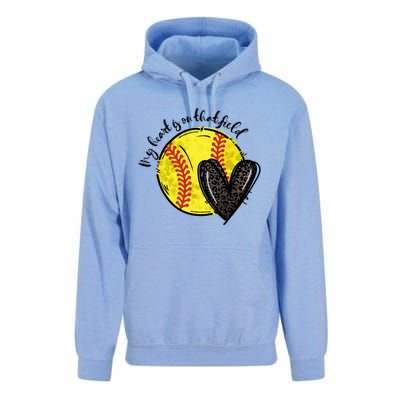 My Heart Is On That Field Softball Game Day Vibes Softball Gift Unisex Surf Hoodie