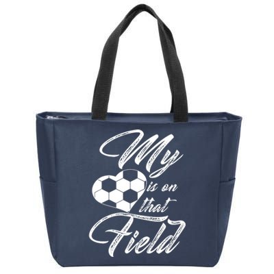 My Heart Is On That Soccer Field Funny Zip Tote Bag