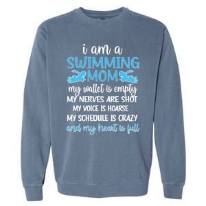 My Heart Is Full Swimming Mom Proud Swim Mama Gift Garment-Dyed Sweatshirt