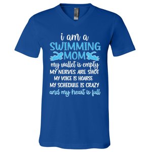 My Heart Is Full Swimming Mom Proud Swim Mama Gift V-Neck T-Shirt