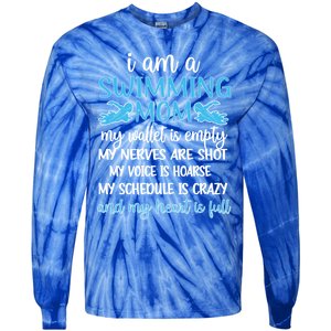 My Heart Is Full Swimming Mom Proud Swim Mama Gift Tie-Dye Long Sleeve Shirt