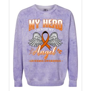 My Hero Is Now My Angel Leukemia Bone Marrow Hematologists Gift Colorblast Crewneck Sweatshirt