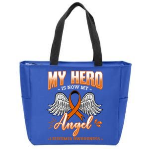 My Hero Is Now My Angel Leukemia Bone Marrow Hematologists Gift Zip Tote Bag