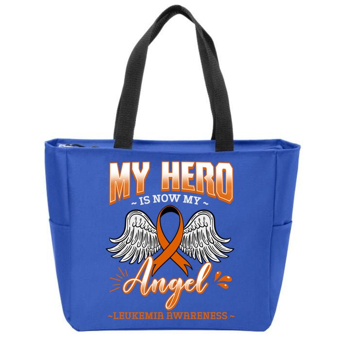 My Hero Is Now My Angel Leukemia Bone Marrow Hematologists Gift Zip Tote Bag