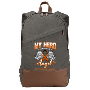 My Hero Is Now My Angel Leukemia Bone Marrow Hematologists Gift Cotton Canvas Backpack