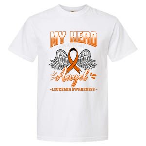 My Hero Is Now My Angel Leukemia Bone Marrow Hematologists Gift Garment-Dyed Heavyweight T-Shirt