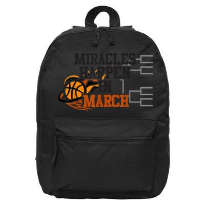 Miracles Happen in March College March Basketball Madness 16 in Basic Backpack