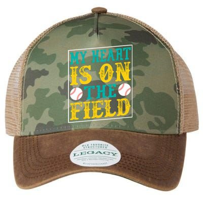 My Heart Is On The Field Funny Baseball Gift Legacy Tie Dye Trucker Hat