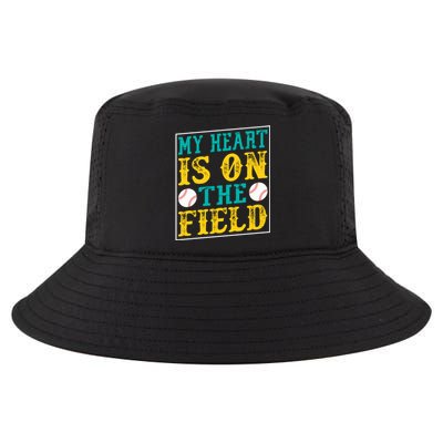 My Heart Is On The Field Funny Baseball Gift Cool Comfort Performance Bucket Hat