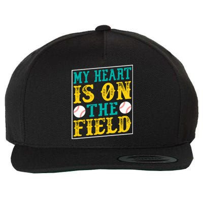 My Heart Is On The Field Funny Baseball Gift Wool Snapback Cap