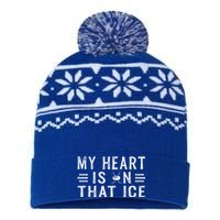 My Heart Is On That Ice Hockey Mom Cool Gift USA-Made Snowflake Beanie