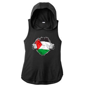 My Heart Is Always With Palestine . Ladies PosiCharge Tri-Blend Wicking Draft Hoodie Tank