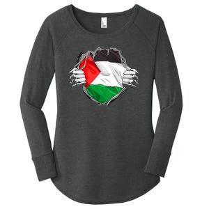 My Heart Is Always With Palestine . Women's Perfect Tri Tunic Long Sleeve Shirt