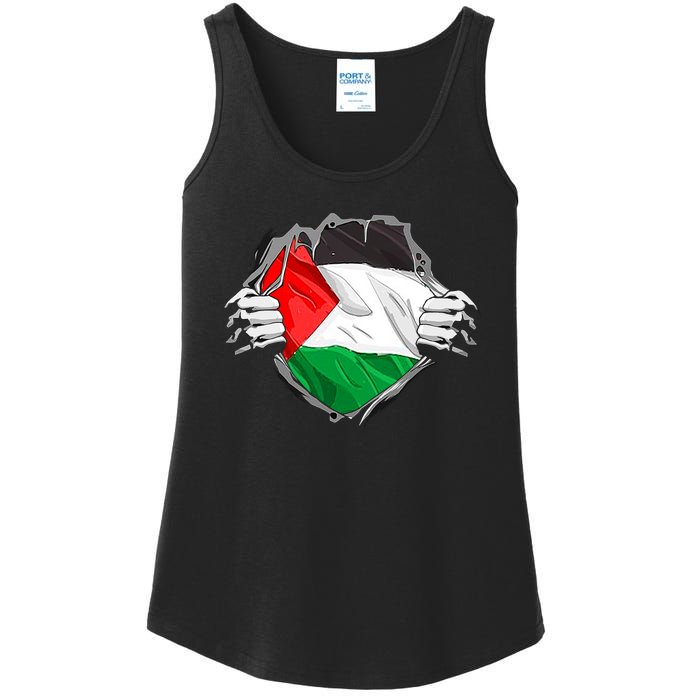 My Heart Is Always With Palestine . Ladies Essential Tank