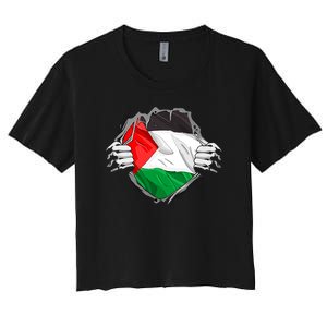 My Heart Is Always With Palestine . Women's Crop Top Tee