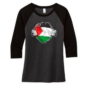 My Heart Is Always With Palestine . Women's Tri-Blend 3/4-Sleeve Raglan Shirt