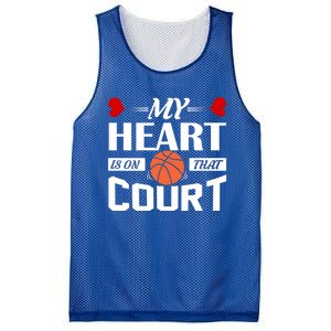 My Heart Is On That Court Basketball Mom Dad Gift Cool Gift Mesh Reversible Basketball Jersey Tank