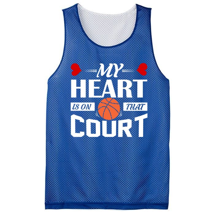 My Heart Is On That Court Basketball Mom Dad Gift Cool Gift Mesh Reversible Basketball Jersey Tank