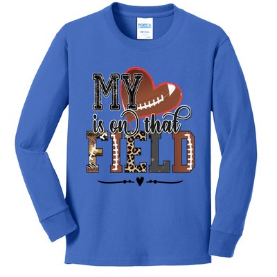 My Heart Is One That Field American Football Game Day Vibes Cool Gift Kids Long Sleeve Shirt