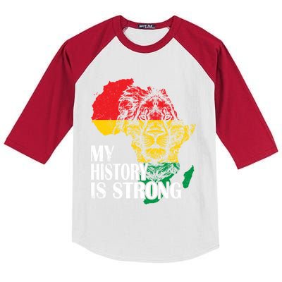 My History Is Strong Black History Month Lion African Pride Great Gift Kids Colorblock Raglan Jersey