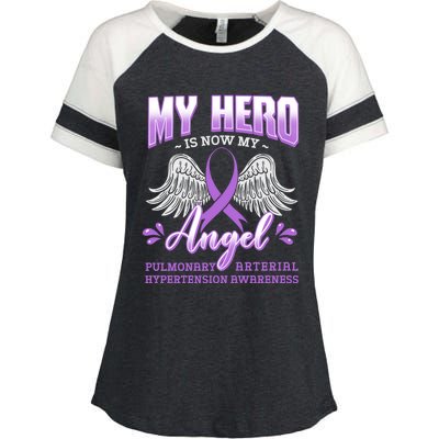 My Hero Is Now My Angel Pulmonary Hypertension Awareness Gift Enza Ladies Jersey Colorblock Tee