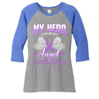 My Hero Is Now My Angel Pulmonary Hypertension Awareness Gift Women's Tri-Blend 3/4-Sleeve Raglan Shirt