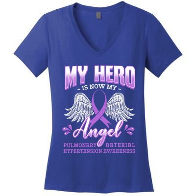 My Hero Is Now My Angel Pulmonary Hypertension Awareness Gift Women's V-Neck T-Shirt