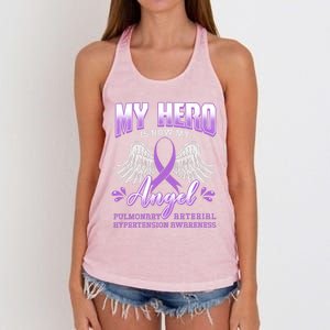 My Hero Is Now My Angel Pulmonary Hypertension Awareness Gift Women's Knotted Racerback Tank