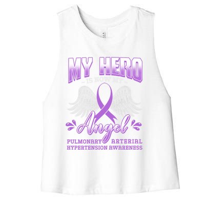 My Hero Is Now My Angel Pulmonary Hypertension Awareness Gift Women's Racerback Cropped Tank