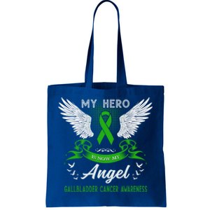 My Hero Is Now My Angel Gallbladder Cancer Awareness Month Gift Tote Bag