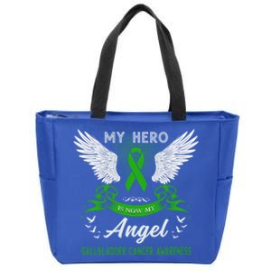 My Hero Is Now My Angel Gallbladder Cancer Awareness Month Gift Zip Tote Bag