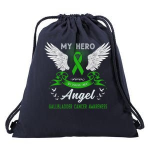 My Hero Is Now My Angel Gallbladder Cancer Awareness Month Gift Drawstring Bag