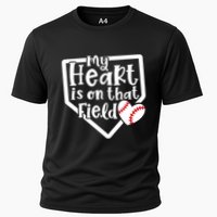 My Heart Is On That Field Baseball Mom Cute Funny Gift Cooling Performance Crew T-Shirt