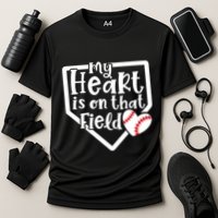 My Heart Is On That Field Baseball Mom Cute Funny Gift Cooling Performance Crew T-Shirt