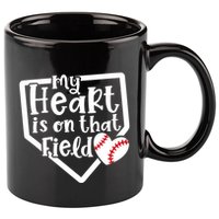 My Heart Is On That Field Baseball Mom Cute Funny Gift 11oz C Handle Ceramic Mug