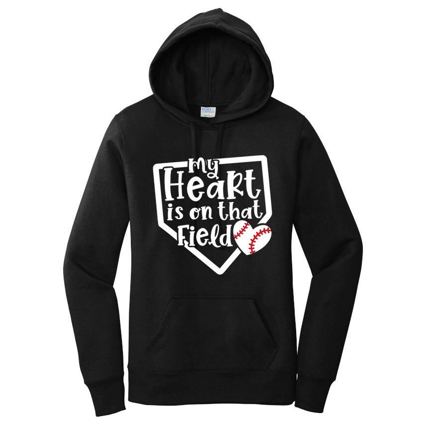 My Heart Is On That Field Baseball Mom Cute Funny Gift Women's Pullover Hoodie