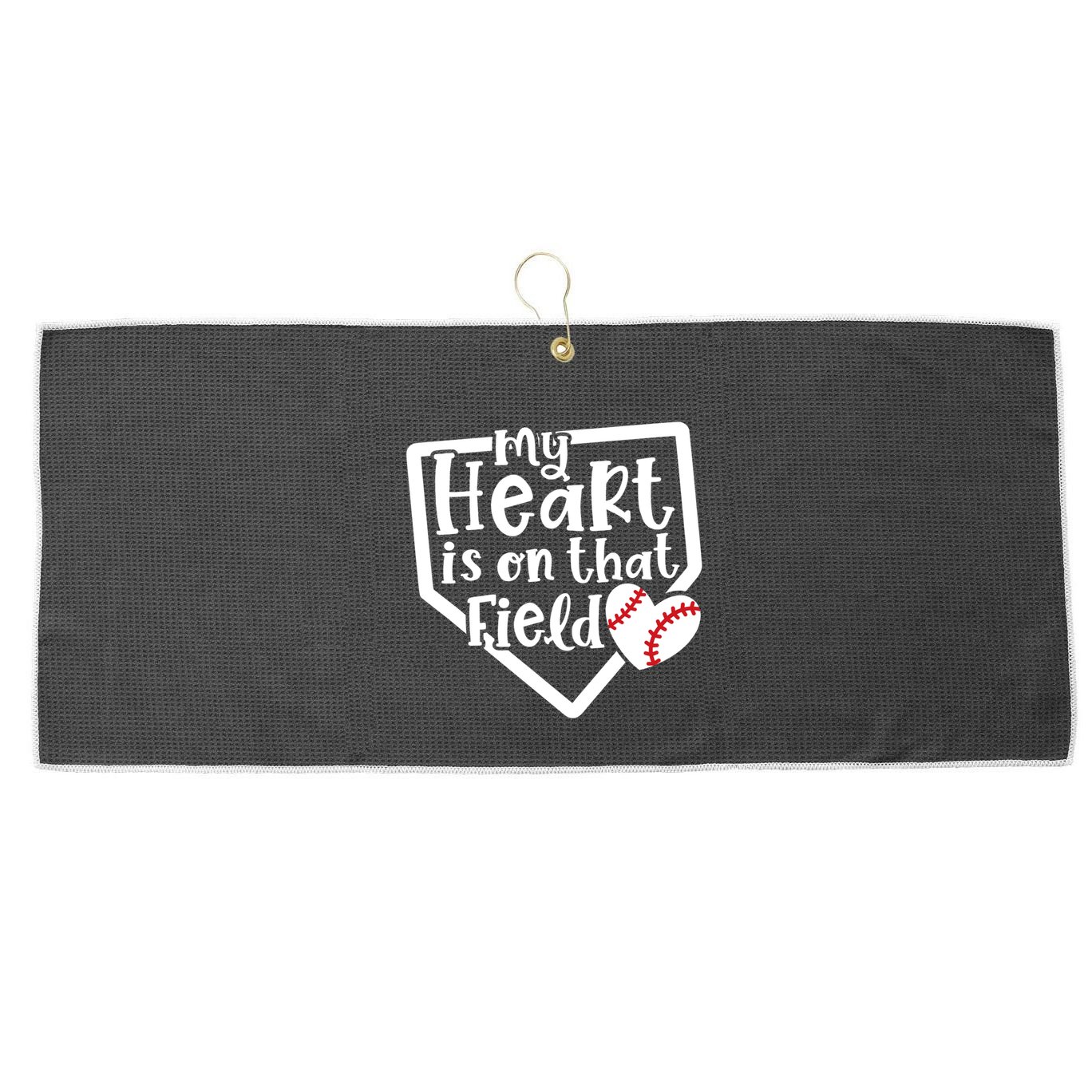 My Heart Is On That Field Baseball Mom Cute Funny Gift Large Microfiber Waffle Golf Towel