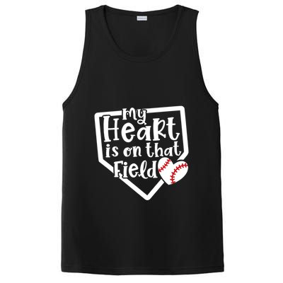 My Heart Is On That Field Baseball Mom Cute Funny Gift PosiCharge Competitor Tank