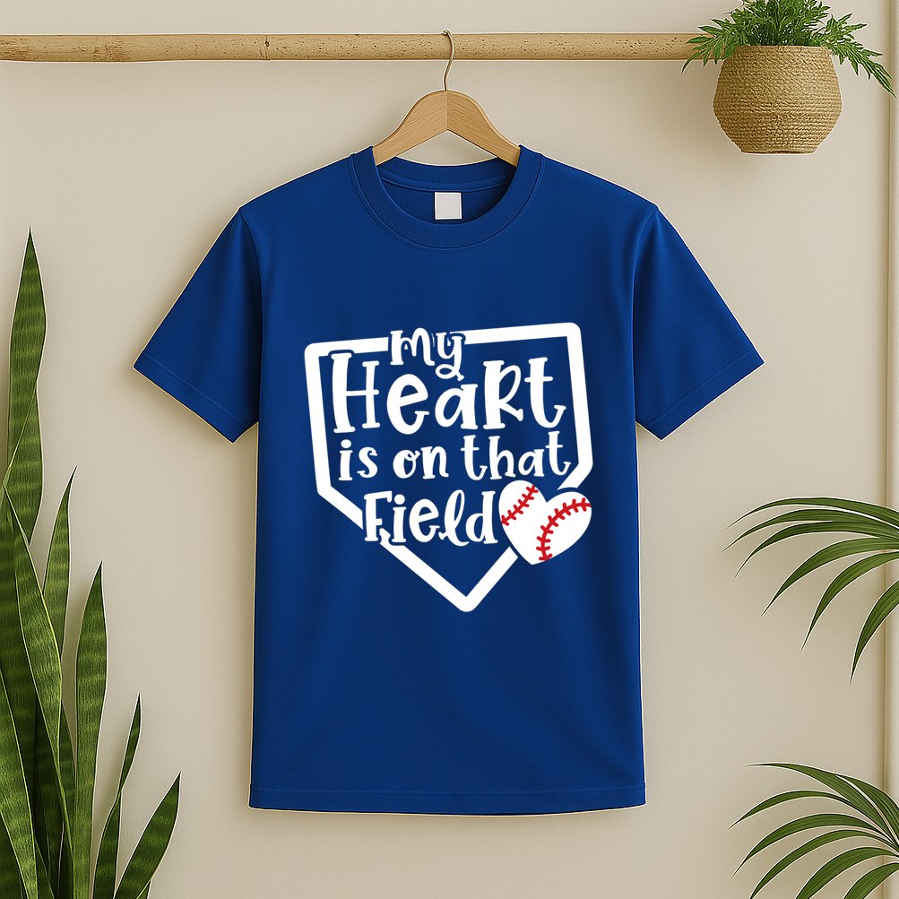 My Heart Is On That Field Baseball Mom Cute Funny Gift T-Shirt