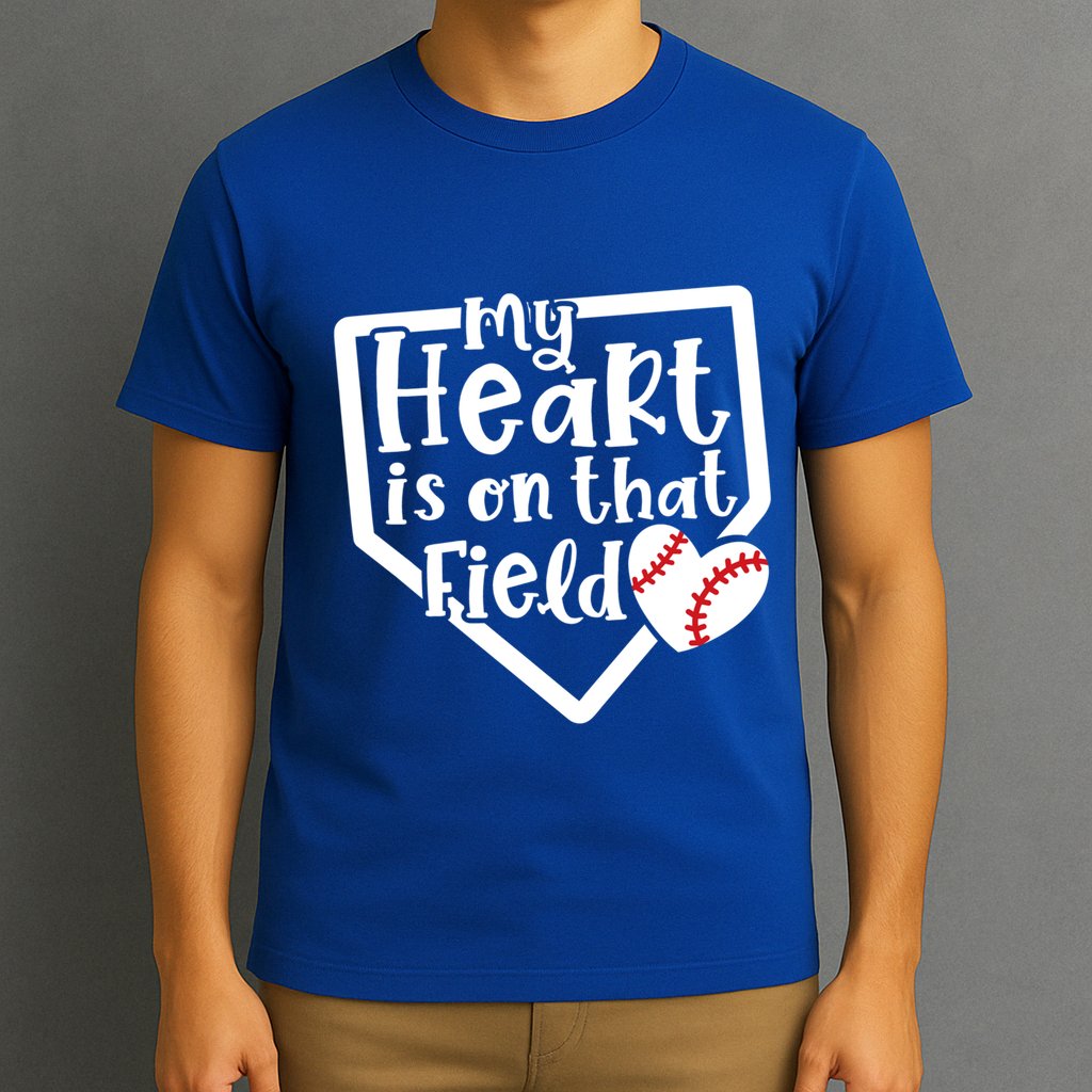My Heart Is On That Field Baseball Mom Cute Funny Gift T-Shirt