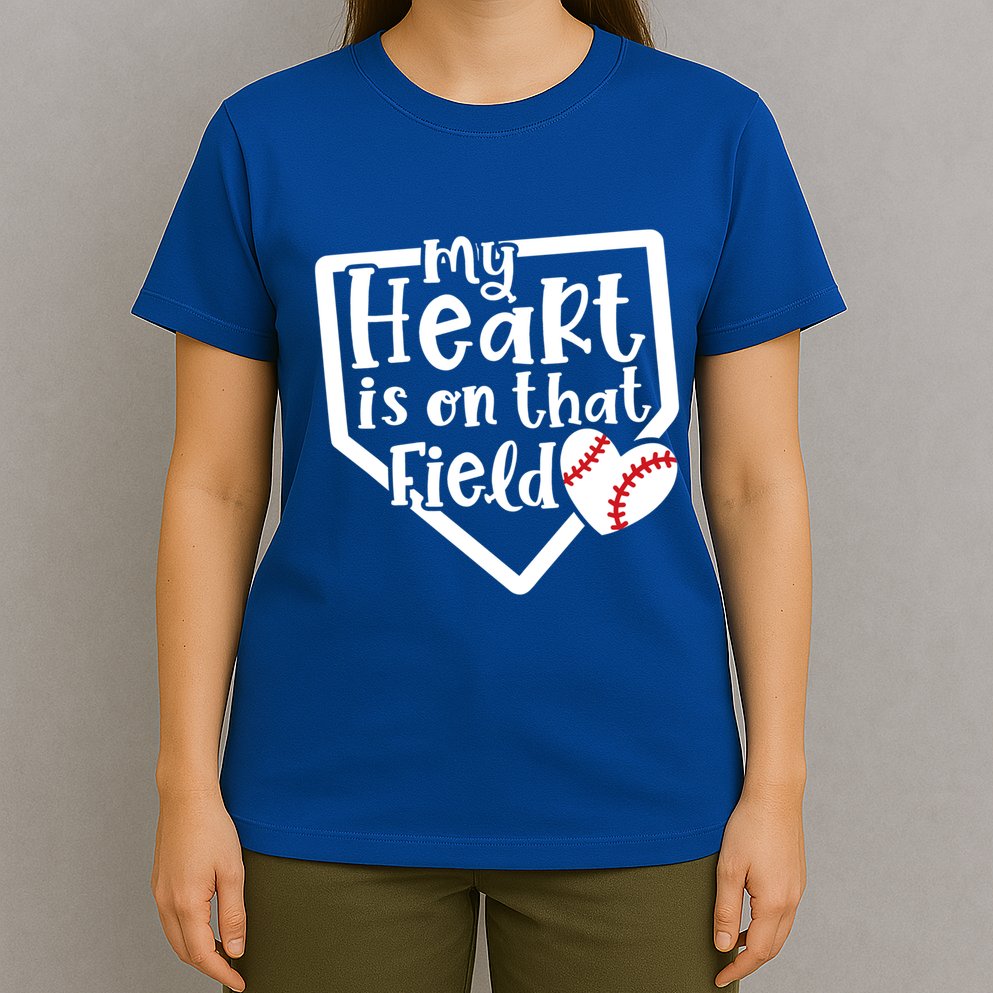 My Heart Is On That Field Baseball Mom Cute Funny Gift T-Shirt