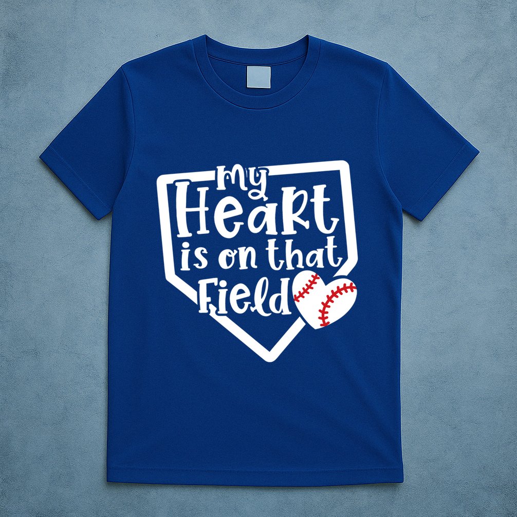 My Heart Is On That Field Baseball Mom Cute Funny Gift T-Shirt