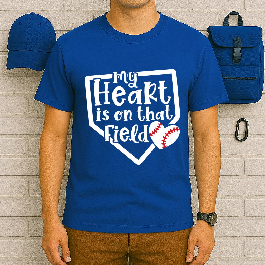 My Heart Is On That Field Baseball Mom Cute Funny Gift T-Shirt