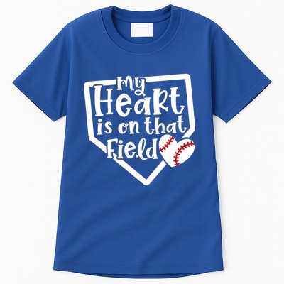 My Heart Is On That Field Baseball Mom Cute Funny Gift Tall T-Shirt